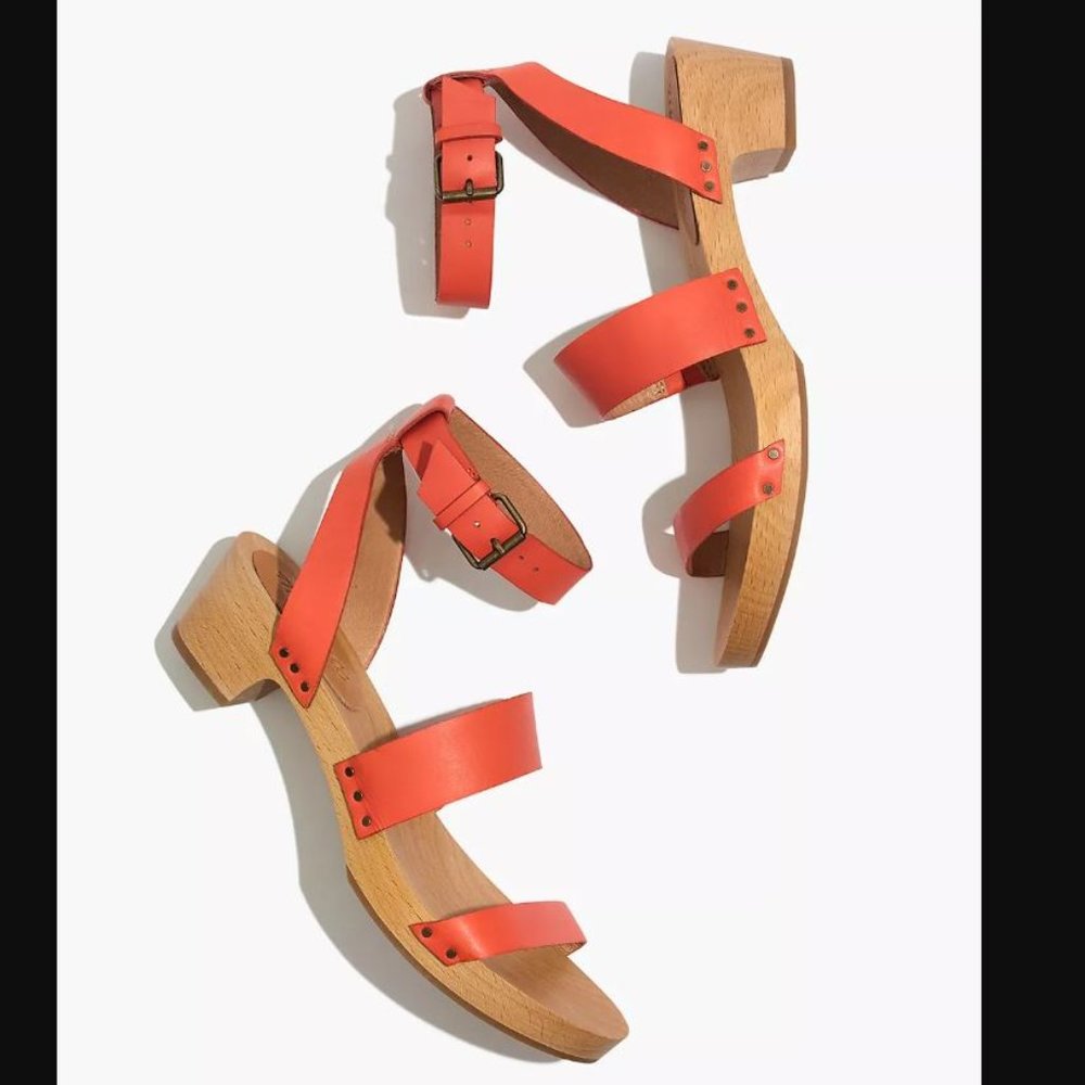 MADEWELL $168 Sz 6 The Jodi Clog Sandal in Red Leather